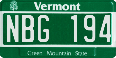 VT license plate NBG194