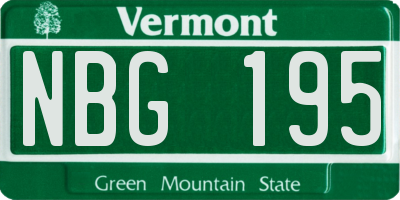 VT license plate NBG195
