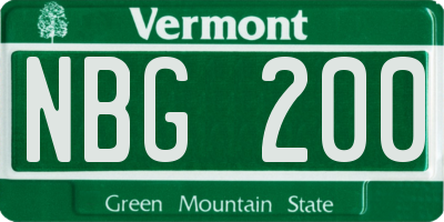 VT license plate NBG200