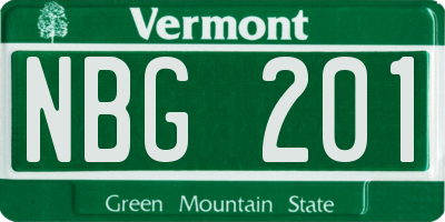 VT license plate NBG201