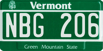 VT license plate NBG206