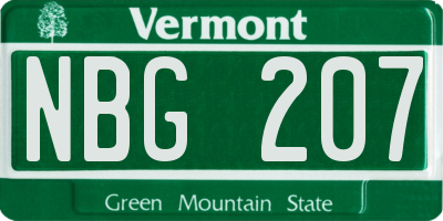 VT license plate NBG207