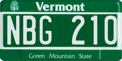 VT license plate NBG210