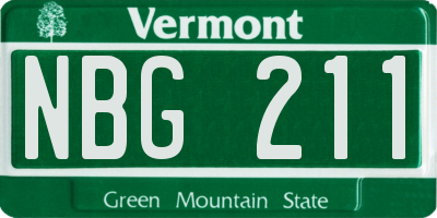 VT license plate NBG211