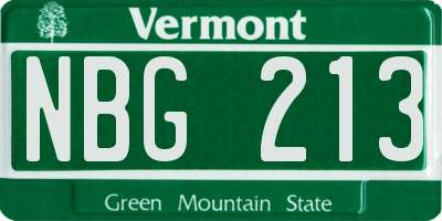VT license plate NBG213