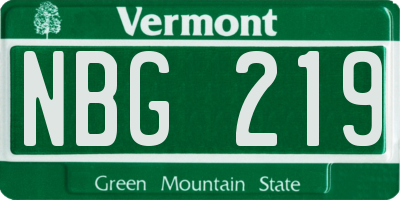 VT license plate NBG219