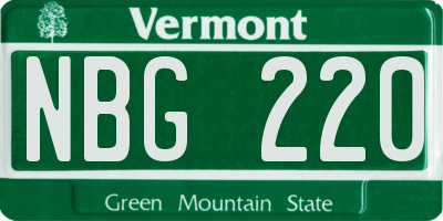 VT license plate NBG220