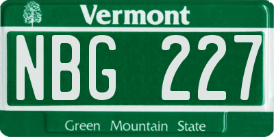 VT license plate NBG227
