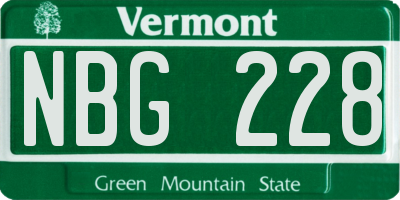 VT license plate NBG228
