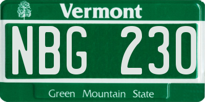 VT license plate NBG230