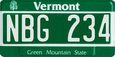 VT license plate NBG234