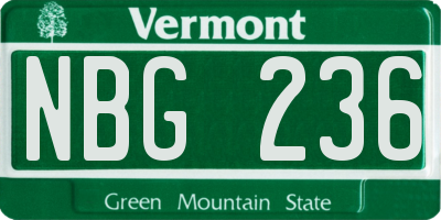 VT license plate NBG236