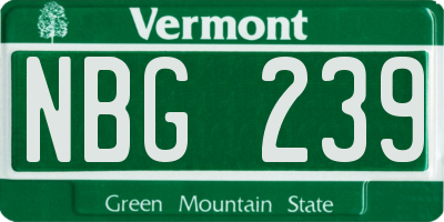 VT license plate NBG239