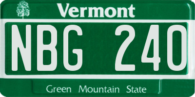 VT license plate NBG240