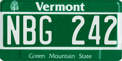 VT license plate NBG242