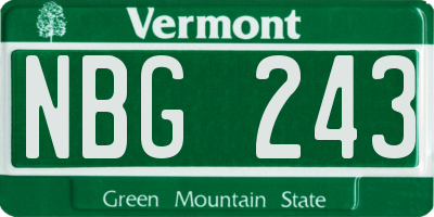 VT license plate NBG243