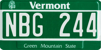 VT license plate NBG244
