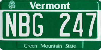 VT license plate NBG247
