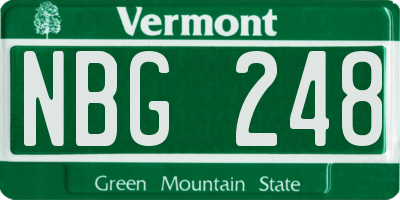 VT license plate NBG248