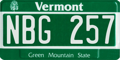 VT license plate NBG257