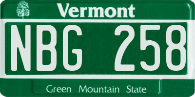 VT license plate NBG258
