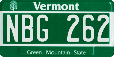 VT license plate NBG262