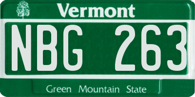 VT license plate NBG263