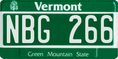 VT license plate NBG266