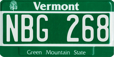 VT license plate NBG268
