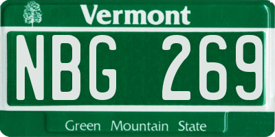 VT license plate NBG269