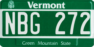 VT license plate NBG272