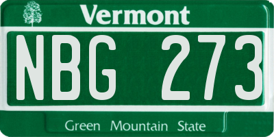VT license plate NBG273