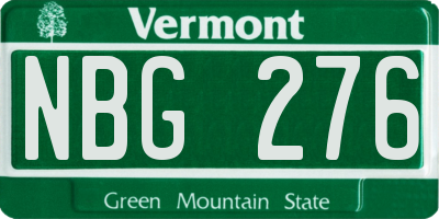 VT license plate NBG276