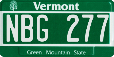 VT license plate NBG277