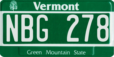 VT license plate NBG278