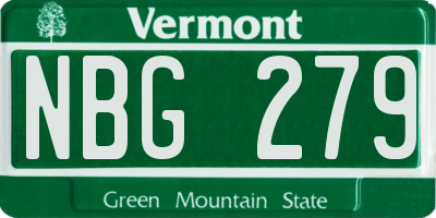 VT license plate NBG279