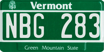 VT license plate NBG283