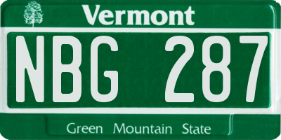 VT license plate NBG287