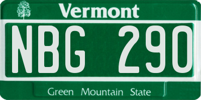 VT license plate NBG290