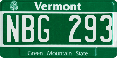 VT license plate NBG293