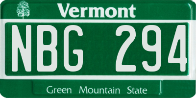 VT license plate NBG294