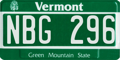 VT license plate NBG296