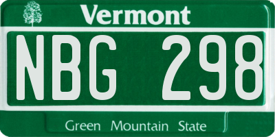 VT license plate NBG298