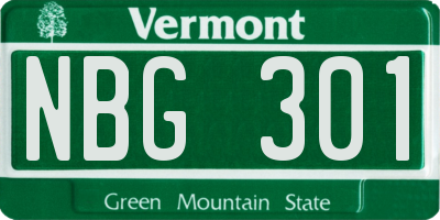 VT license plate NBG301