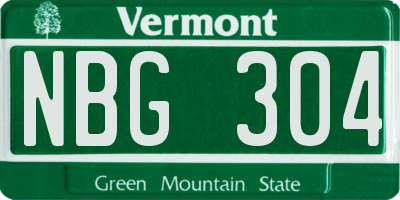 VT license plate NBG304