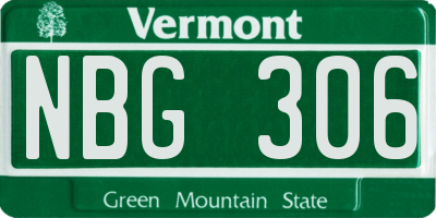 VT license plate NBG306