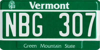 VT license plate NBG307