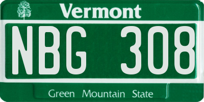 VT license plate NBG308