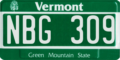 VT license plate NBG309