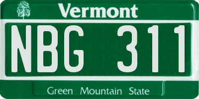 VT license plate NBG311